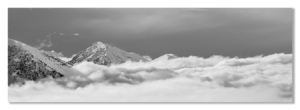 Photo Dibond Montagne mer de nuages noir et blanc Belledonne Chamrousse taillefer