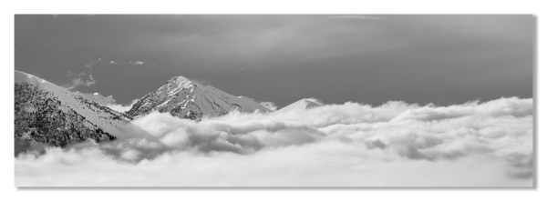 Photo Dibond Montagne mer de nuages noir et blanc Belledonne Chamrousse taillefer